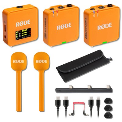 Rode Wireless GO (Gen 3) Wireless Mic System (Orange) with 2x Orange InterviewGO