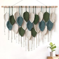 Macrame Wall Hanging Large Boho Home Decor Modern 39"W x 29.5"L, Green