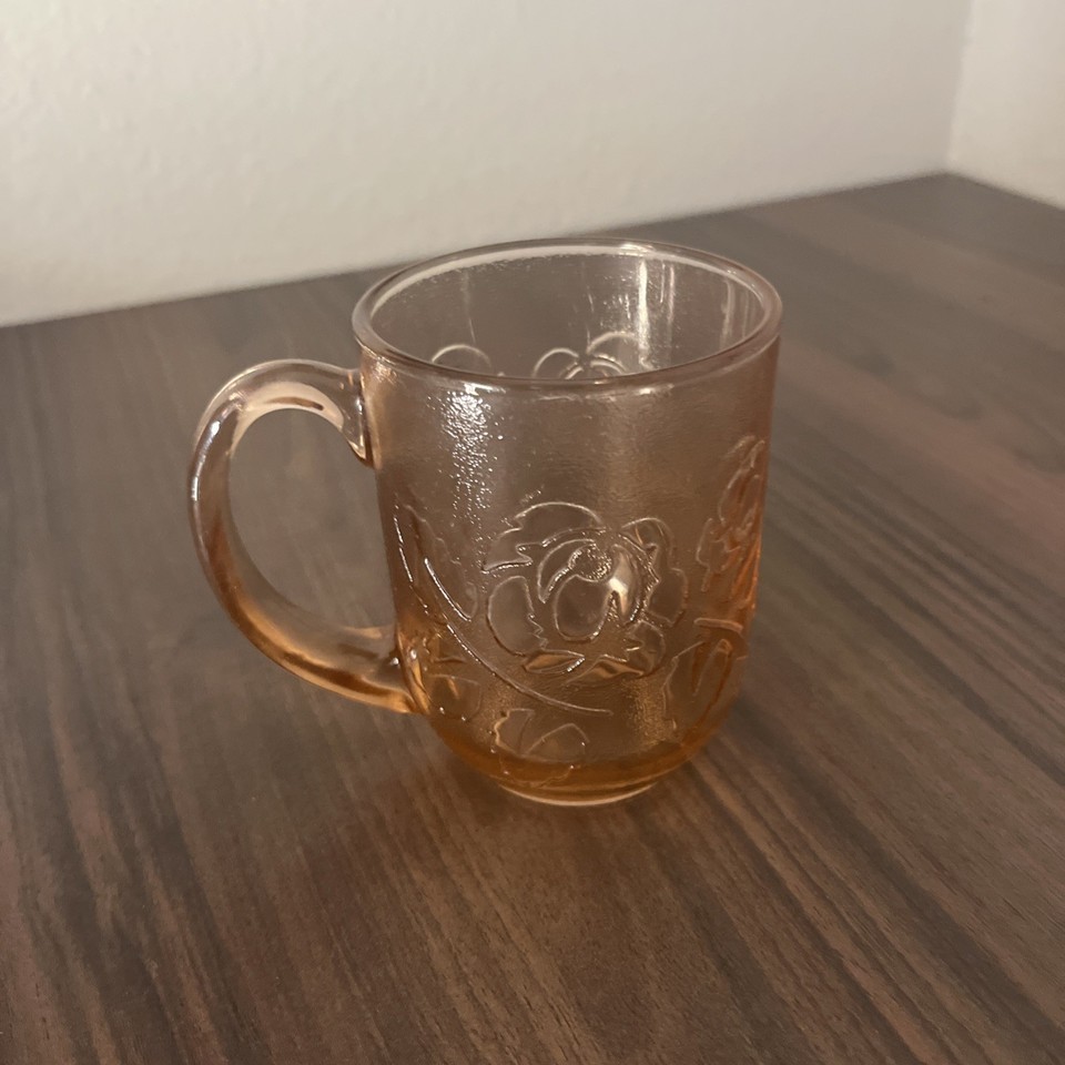 Arcoroc France Rosaline Pink Coffee Mug Frosted Rose | eBay