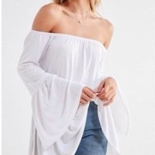 Kimchi Blue Urban Outfitters White Off The Shoulder Bell Sleeve Tunic Top S