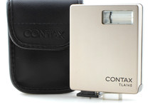  Almost Unused  Contax TLA 140 Shoe Mount Flash Silver w/ Case For G1 G2 JAPAN