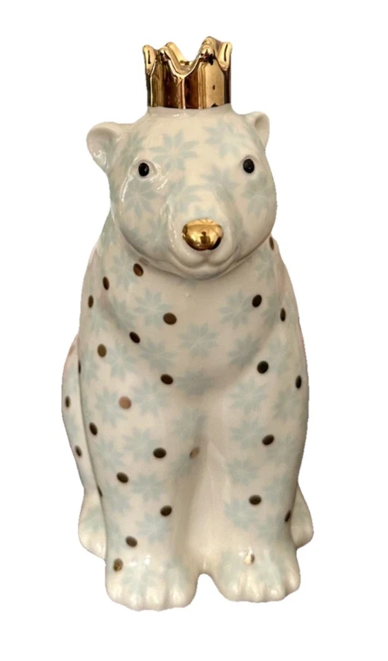 Jarrón Anthropologie Winterland Cerámica Oso Polar Brote Acentos Dorados Caprichoso NUEVO Foto 2 de 4