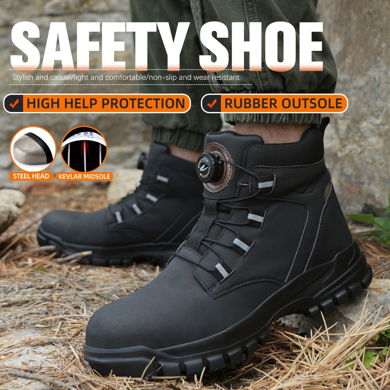 Mens Waterproof Work Boots Steel Toe shoes Safety Shoes Indestructible Non Slip