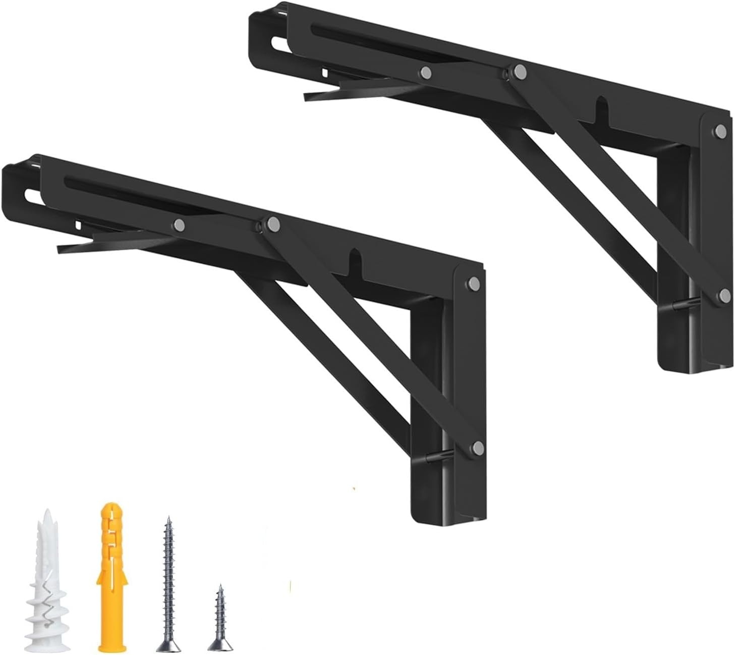 16 Inch Folding Shelf Brackets Heavy Duty Collapsible Triangle for DIY Wall