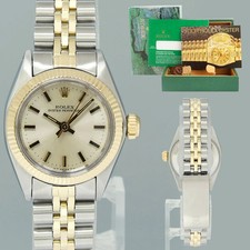 Ladies Rolex 6719 Jubilee Oyster Perpetual 24mm Two Tone Gold Silver Dial Watch