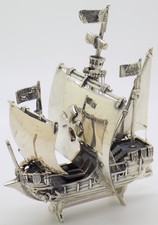 5.78-oz. Vintage Italian Handmade Genuine Silver Crusade Sailing Ship Figurine