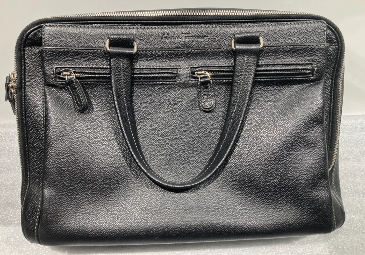 Ferragamo — Salvatore Ferragamo Black Leather Briefcase / Laptop Bag