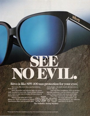 Revo Print Ad 1989 Sunglasses SPF-100 Eye Protection Vintage