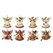 Angel Ornaments 2D Retro Small Pendants 16 Pieces Flat Christmas Tree