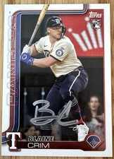 Blaine Crim Auto Signed Topps Update Series #US205 Texas Rangers RC IP