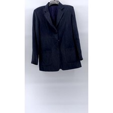 UNBRANDED Women's Washed Blue Notch Collar Three Button Blazer SZ S