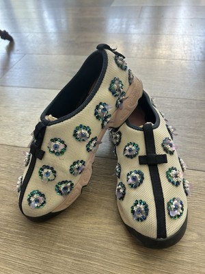 CHRISTIAN DIOR FUSION WHITE FLORAL SEQUIN MESH SNEAKERS SZ 38 US 8