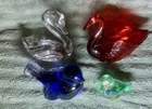 Fenton Glass Bird Lot. Duck, Swans, Songbird