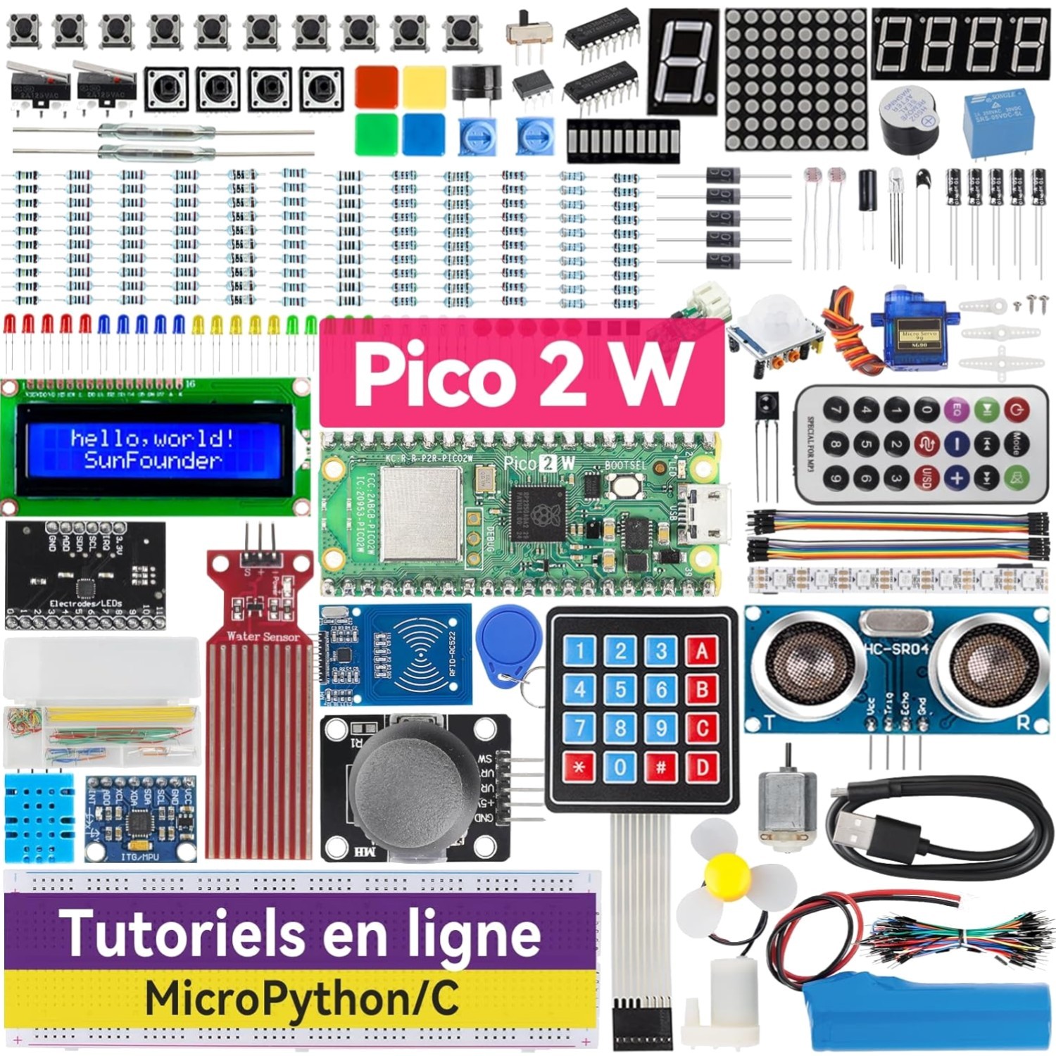 Raspberry Pi Pico 2W Kit Complet pour apprendre la programmation sans bloquer sur le code