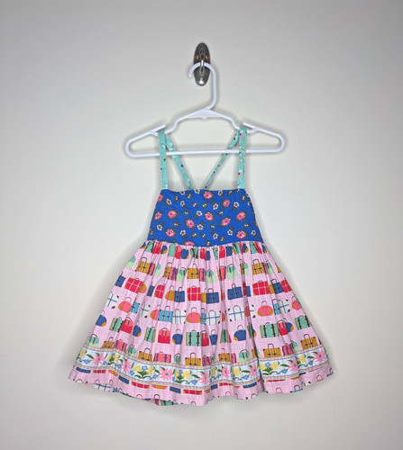 Rare HTF Matilda Jane Platinum Size 6 Suitcase Bon Voyage Knot Dress #2/6