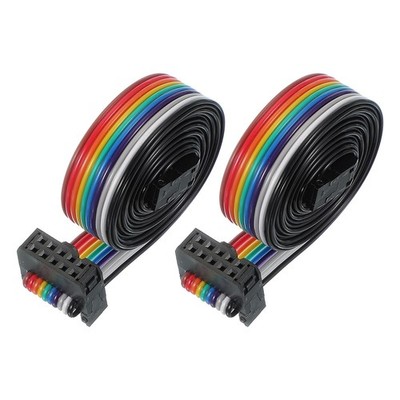 10 Pin IDC Connector Flat Ribbon Cable 2.54mm Pitch Length 1000mm Wide 12mm 2Pcs