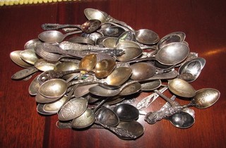 600g Sterling Silver Collection of 68 Antique Souvenir Demitasse Spoons