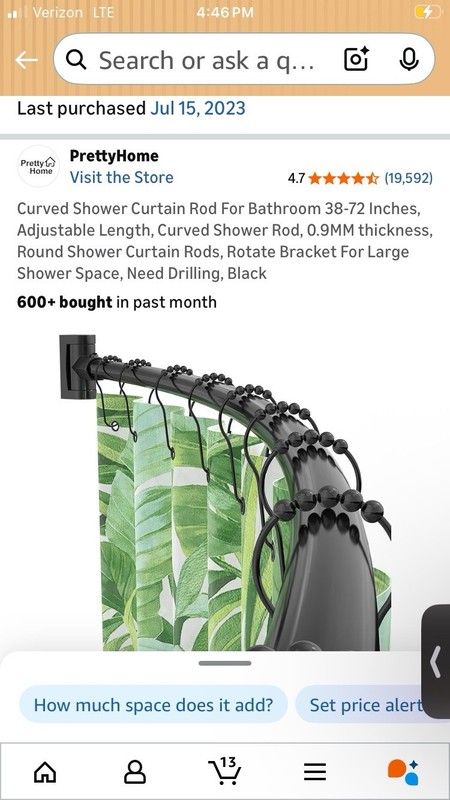 Curved Black Shower Curtain