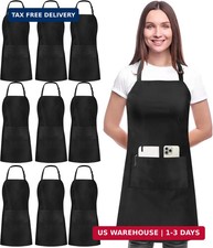 Utopia Kitchen Bib Aprons 10 Pack Adjustable With 2 Pockets 100 Polyester