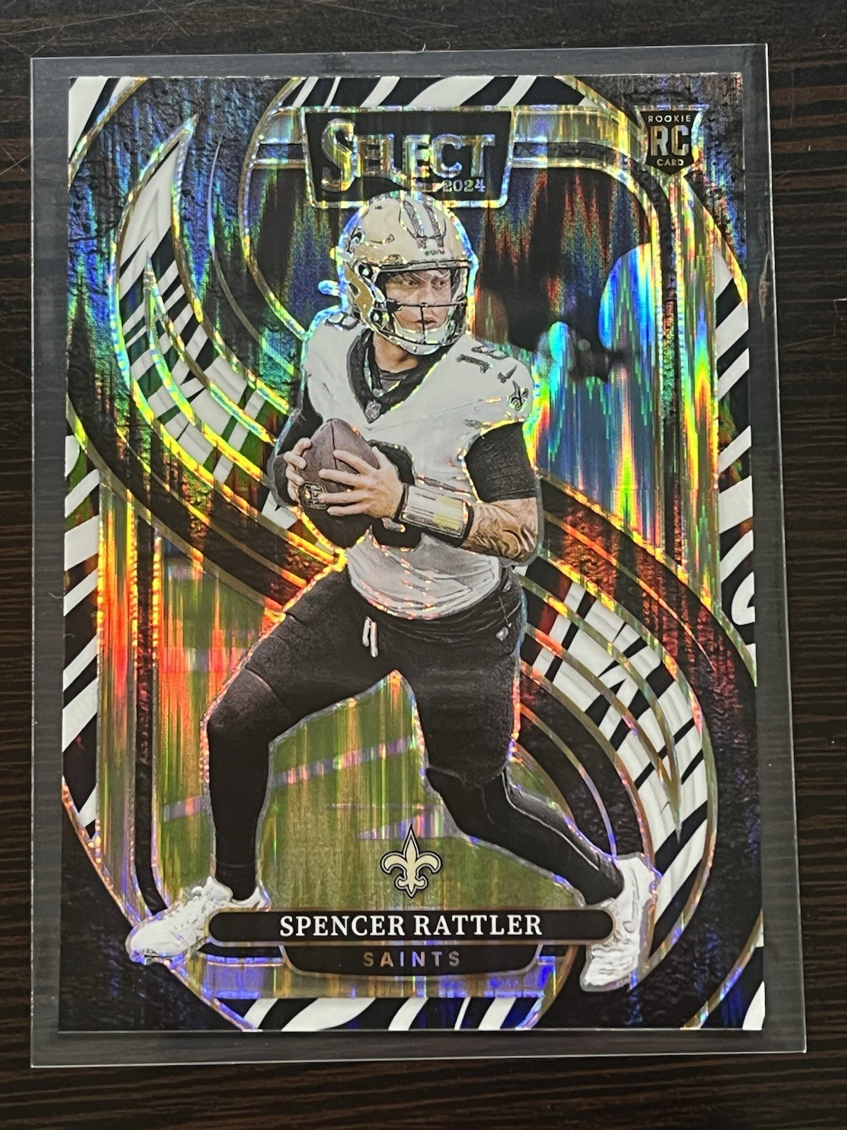 Spencer Rattler 2024 Panini Select Zebra Shock Prizm Premier Level #130 RC