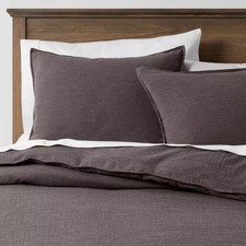 3pc California King Space Dyed Cotton Linen Duvet  Sham Set Dark