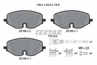 Textar Bremsbelagsatz, Scheibenbremse 2616901 FüR Audi Cupra Seat Skoda VW
