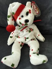 Vintage TY Beanie Baby Holiday Teddy Bear Plush 1998 Christmas Xmas Holly