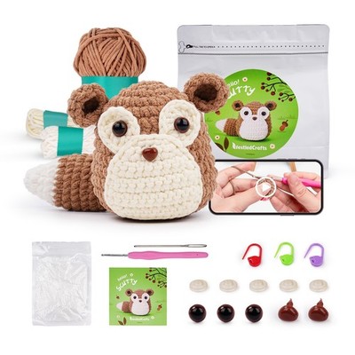 Beginner Scurry Crochet Kit Complete Amigurumi Starter Set with Video Tutorials