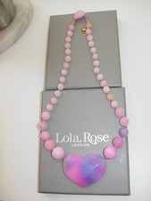 LOLA ROSE ALICE 2 SHADE PINK QUARTZ PURPLE HEART PENDANT 18" TOGGLE NECKLACE QVC