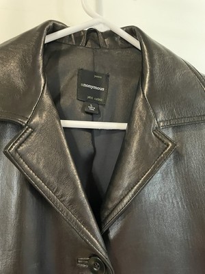 Anonymous John Carlisle Women's Black Leather Button Up Jacket Lined Size L