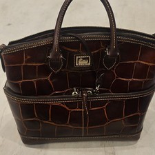 Dooney Bourke Dillen Croc Leather Double Pocket Satchel- Large