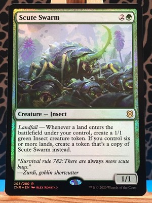 MTG - Scute Swarm. Zendikar Rising. Folie seltene grüne Kreatur - Insekt.  203. ZNR