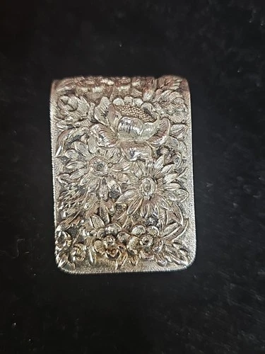 Classic S. KIRK & SON sterling silver REPOUSSE NAPKIN CLIP - #17F - NO MONO!