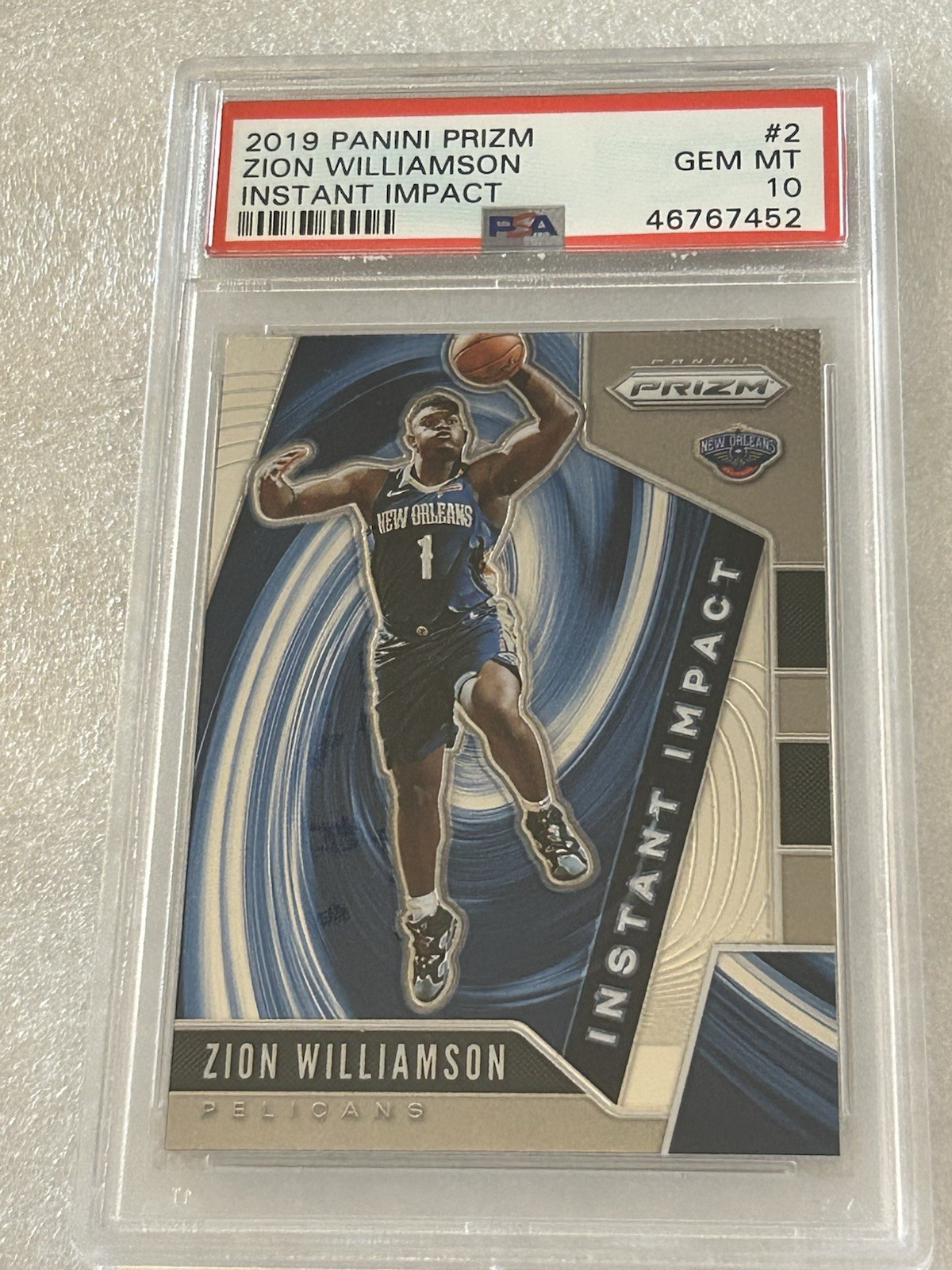 PSA 10 2019 Panini Prizm Instant Impact #2 Zion Williamson New Orleans Pelicans