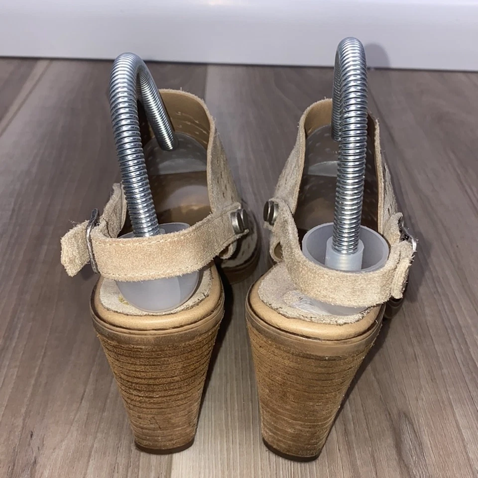 Barbara Barbieri marrón perforado bronceado punta abierta tacones talla 8,5 Foto 4 de 4