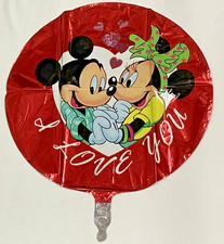 18" RARE Vintage Disney Mickey Mouse  Minnie Mouse "I Love You " Mylar Balloon