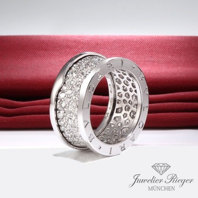 Bvlgari Ring B-Zero 1 Breites Modell Weissgold 750 Diamanten ca. 2,35 ct. Gr 54