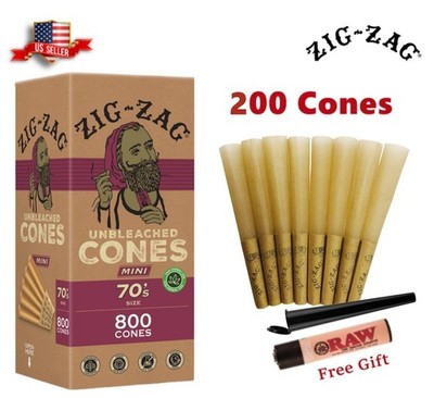 Zig-Zag  Unbleached Paper Cones 70mm Minis Size 200 Pack   Tube   Raw Lighter