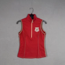 Goode Rider Shirt Womens Small Red Sleeveless Equestrian Riding Half Zip