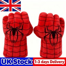 UK Stock Kids Red Superhero Gloves Cosplay Costume Smash Hands Soft Plush Fists 