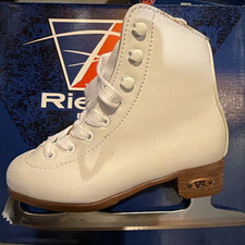Riedell F12 YTH Size 10 White Lace-Up High-Top Figure Ice Skates Boot with Blade