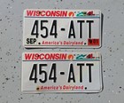 Wisconsin License Plates WI # 454 ATT Tag Expired In 2001 Matching Pair Of 2  — photo 1