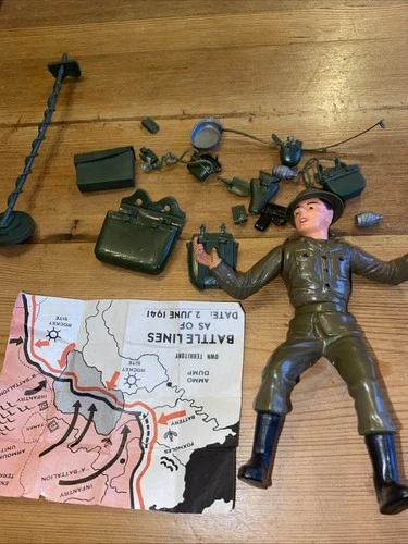 RARE Louis Marx Action Figure Army Man Soldier with Accessories Vintage Toy