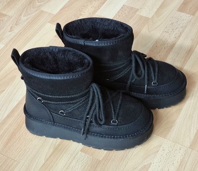 Damen Mädchen Schuhe Winterboots schwarz Graceland Fellimitat Schnürung Gr. 38