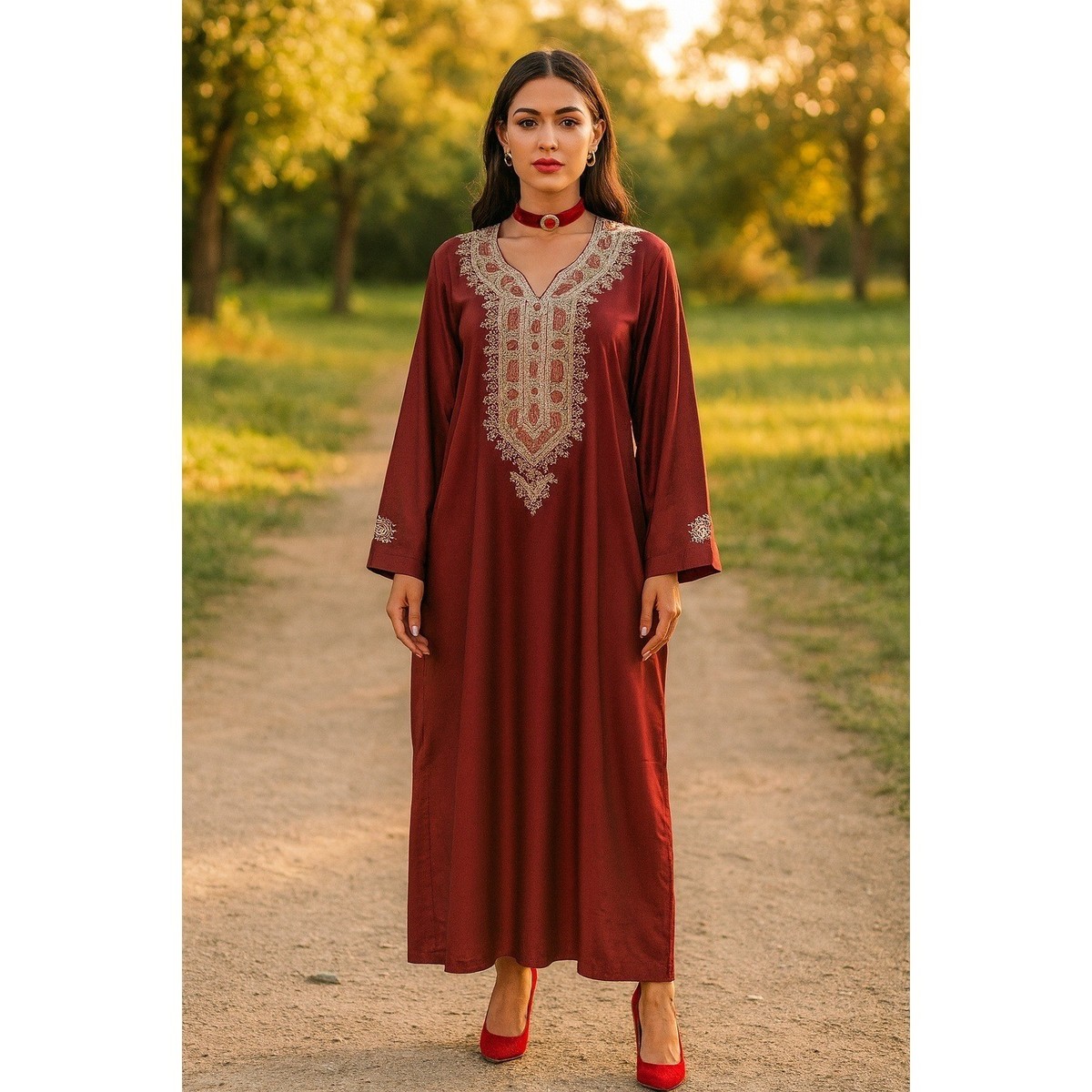 kaftan dresses formal Fringed V-Neck Kaftan