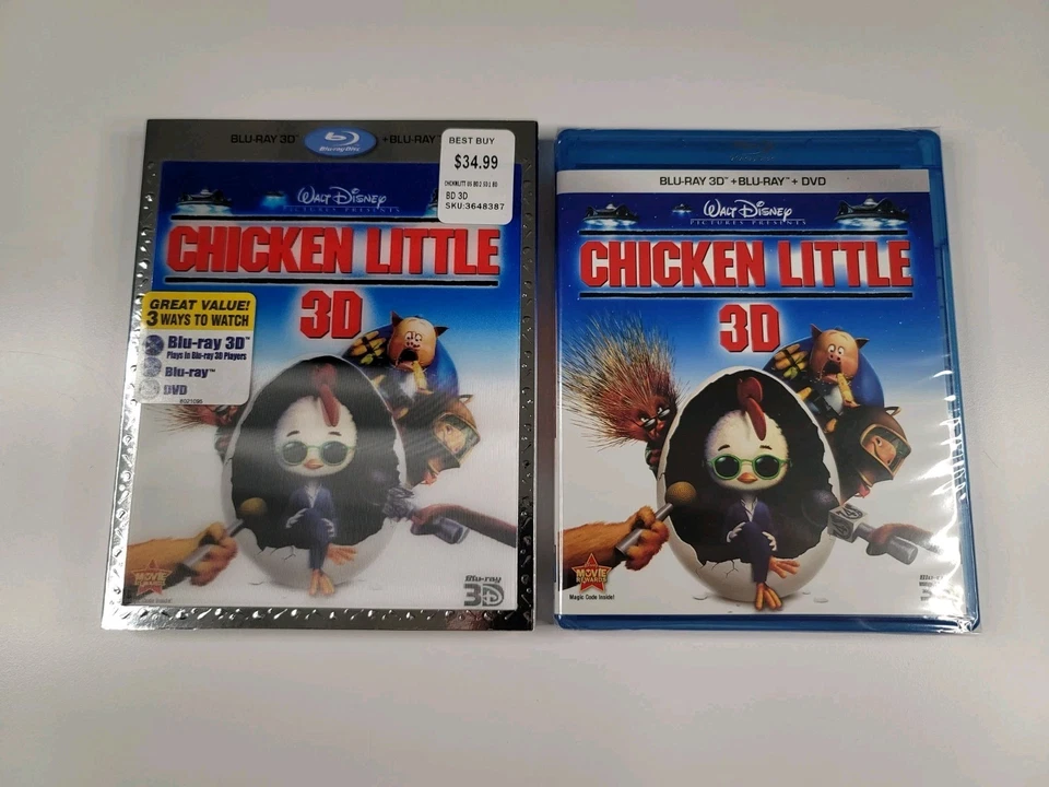 Chicken Little 3D: w/Lenticular Slip Rare & OOP (3D Blu-Ray/Blu-ray/DVD) New  - Image 3 of 4