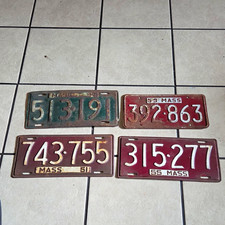 Lot Of 4 Vintage Massachusetts State License Plates 1950s And 60s Red And White