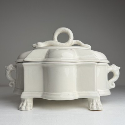 Boch Freres Keramis Keralux Covered Tureen Creamware Lion Paw Feet Snake Finial