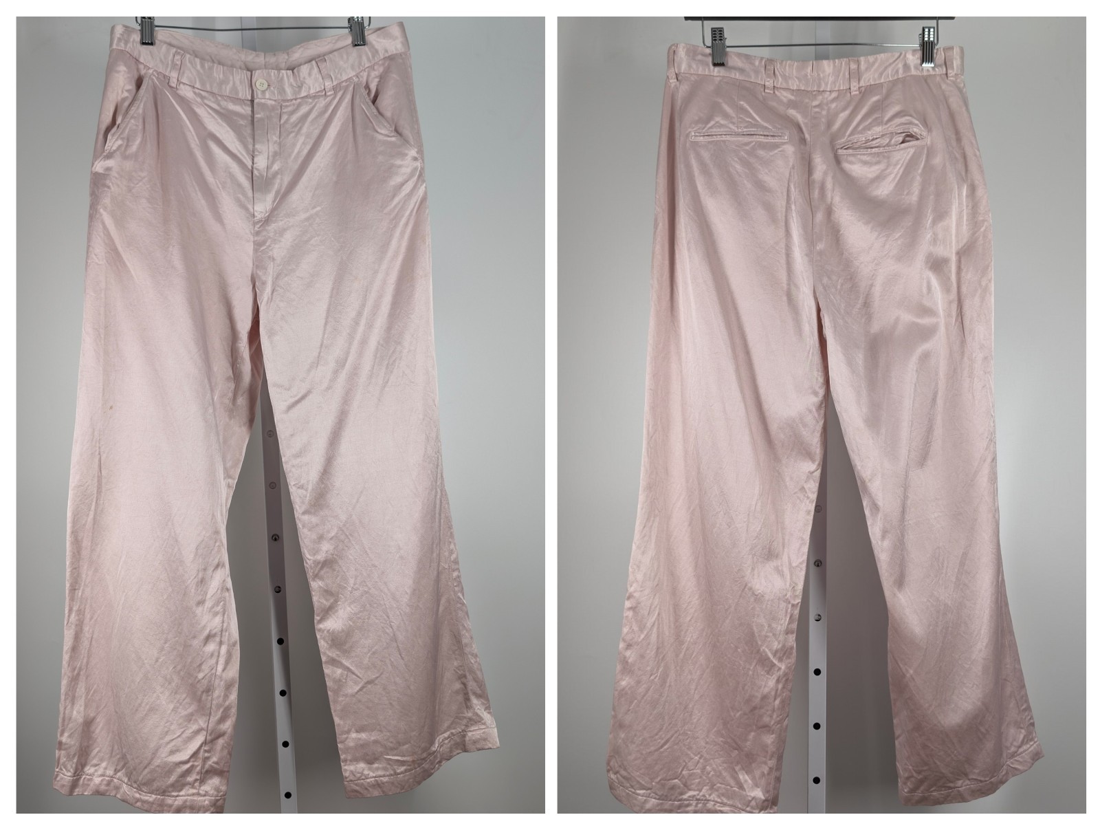 Our Legacy, Our Legacy 50s Pink Trousers Champagne Glossy Viscose Cotton Pants Italy Fabric