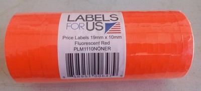 (16-Pk) LABELS for US  Fluorescent Red 19 mm x 10 mm PLM1110NONER